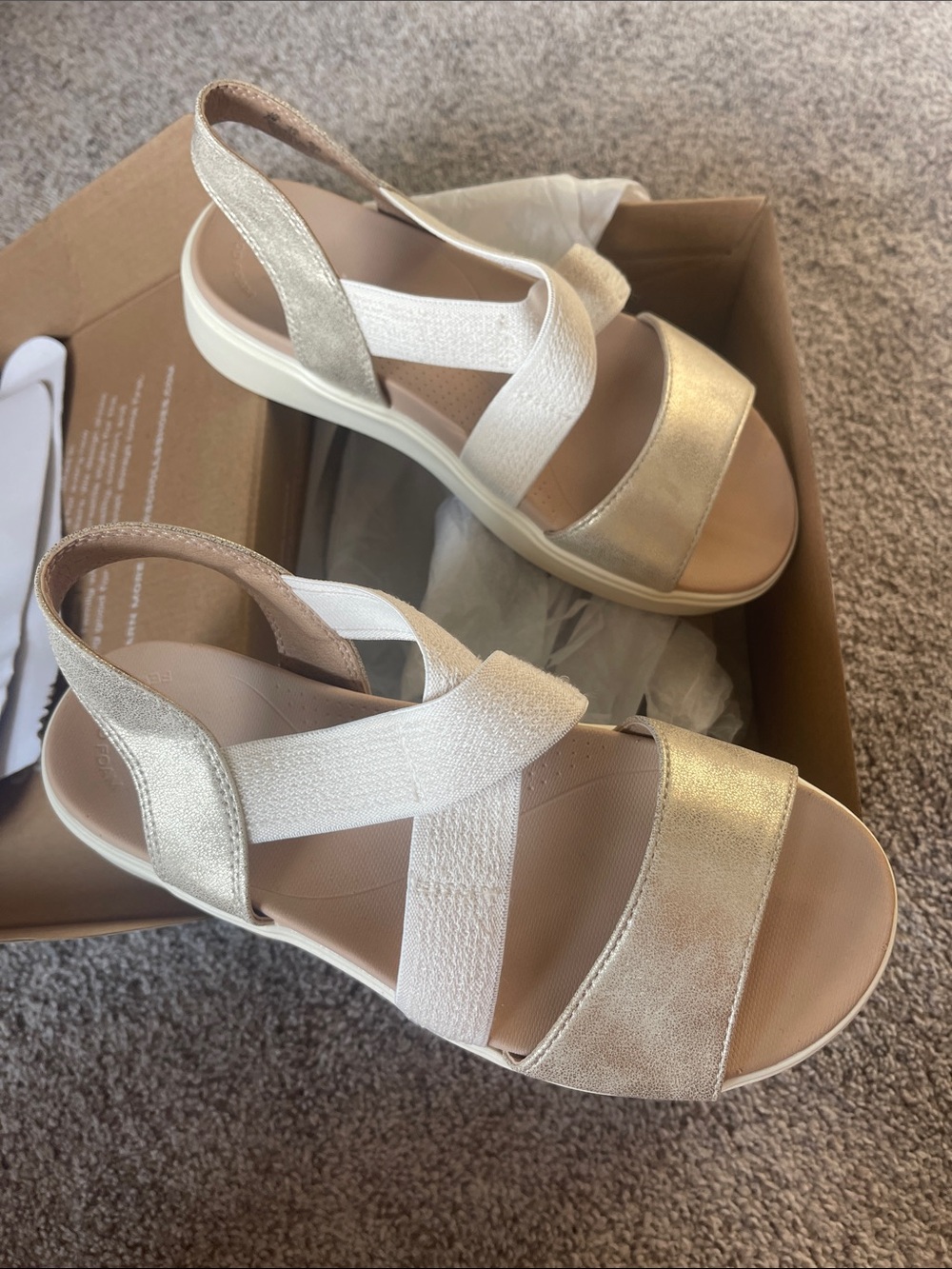 Dr. Scholl's Metallic Gold and Cream Slingback Sandals